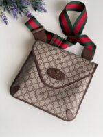 Gucci Supreme Monogram Web Medium Neo Vintage Flap Messenger Bag Beige