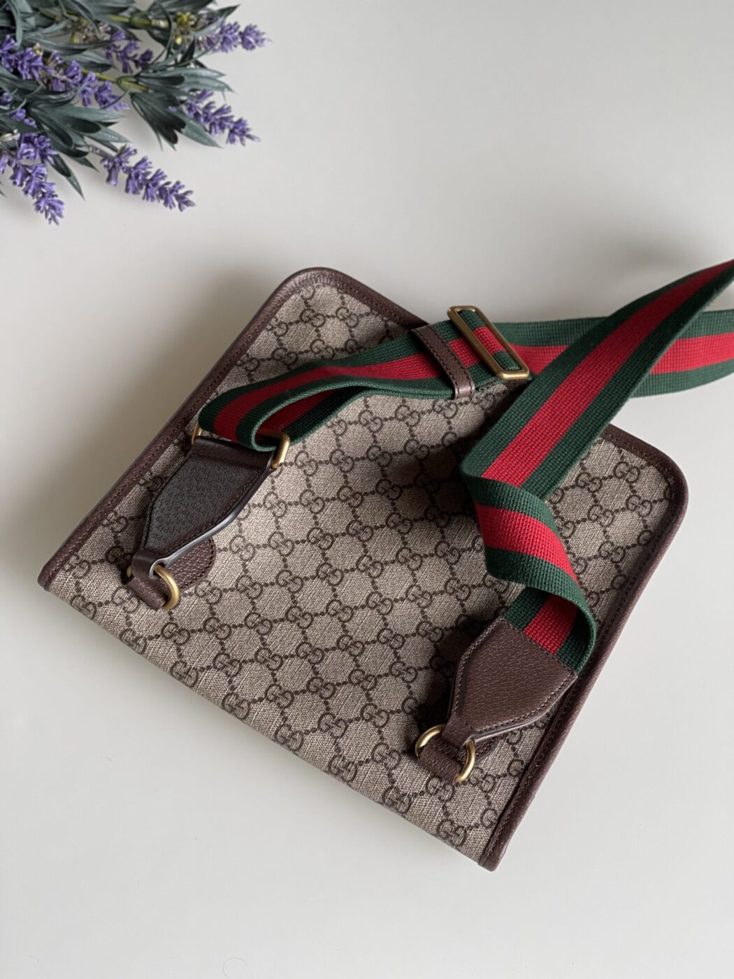 Gucci Supreme Monogram Web Medium Neo Vintage Flap Messenger Bag Beige - Image 3