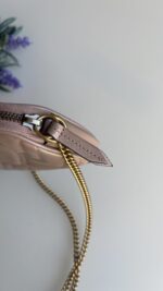 Gucci Calfskin Matelasse Mini GG Marmont Chain Crossbody Bag Porcelain Rose - Image 6
