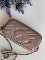 Gucci Calfskin Matelasse Mini GG Marmont Chain Crossbody Bag Porcelain Rose - Image 7