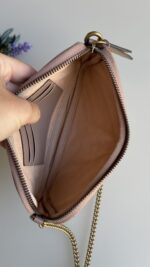 Gucci Calfskin Matelasse Mini GG Marmont Chain Crossbody Bag Porcelain Rose - Image 8