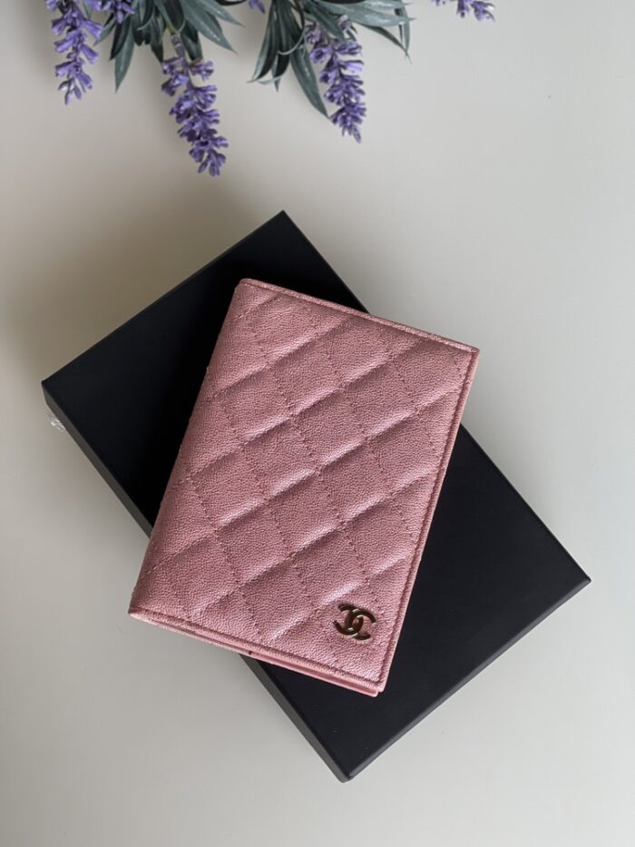 Chanel Iridescent Caviar Quilted Pink Passport Cover - Image 2