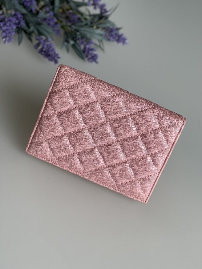 Chanel Iridescent Caviar Quilted Pink Passport Cover - Image 5