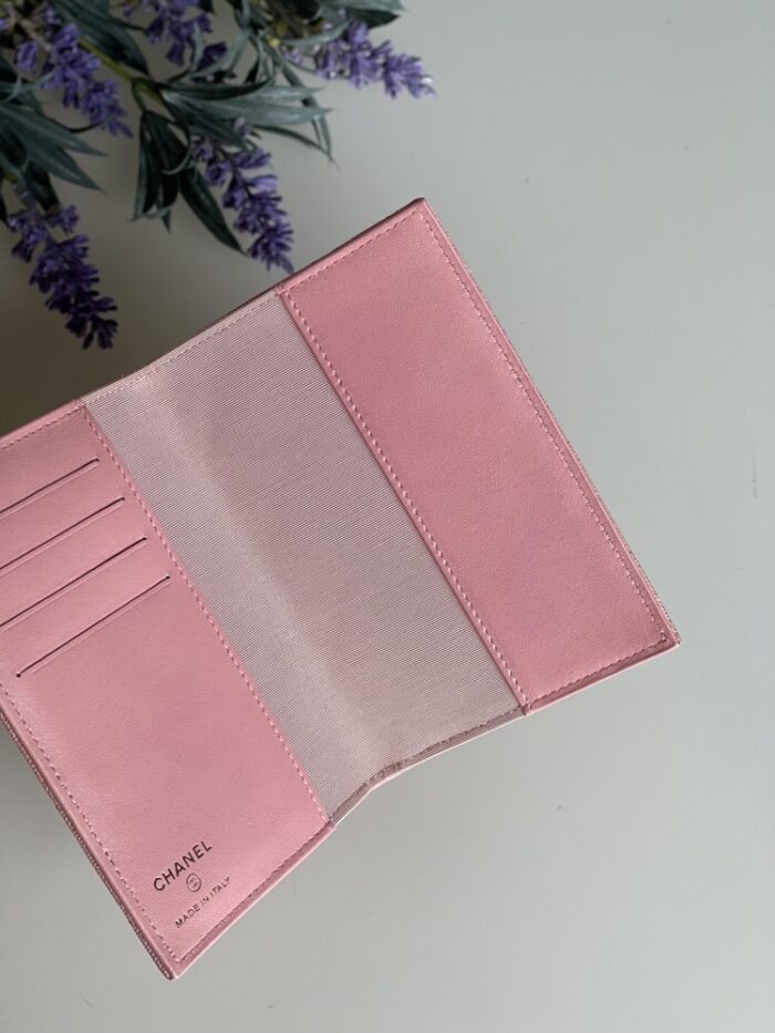 Chanel Iridescent Caviar Quilted Pink Passport Cover - Image 6