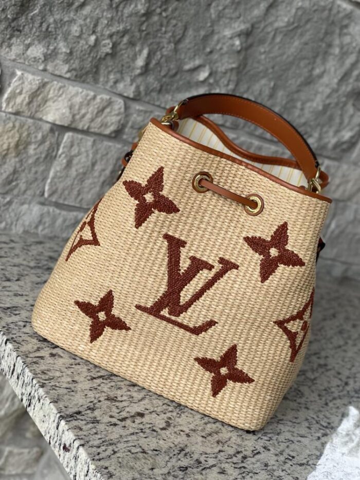 Louis Vuitton Raffia Calfskin Monogram Neonoe MM Tan - Image 3