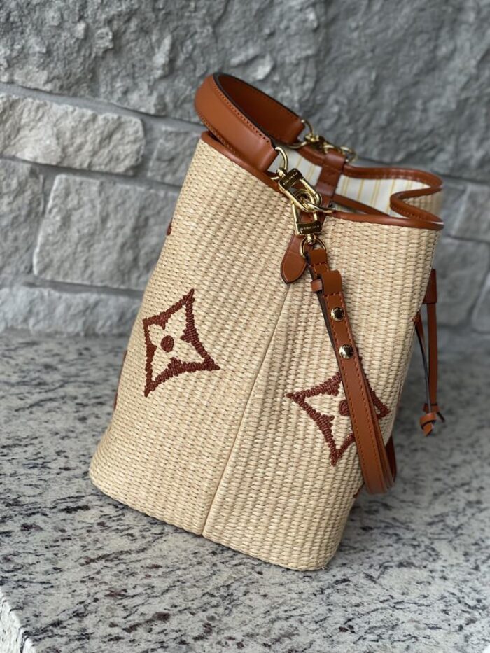 Louis Vuitton Raffia Calfskin Monogram Neonoe MM Tan - Image 4