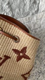 Louis Vuitton Raffia Calfskin Monogram Neonoe MM Tan - Image 8