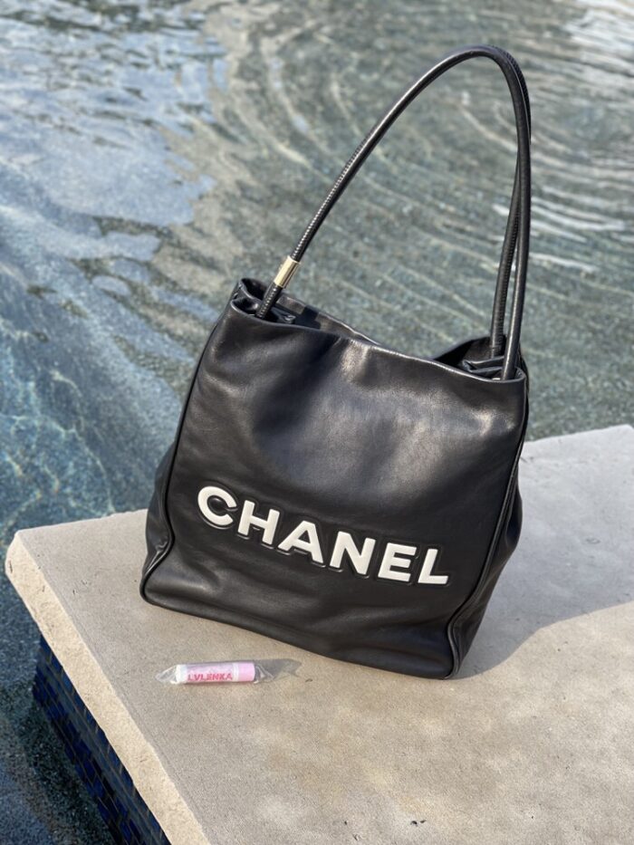 IMG_7111 2-1 Chanel Lambskin Camellia Tote Black - Image 1