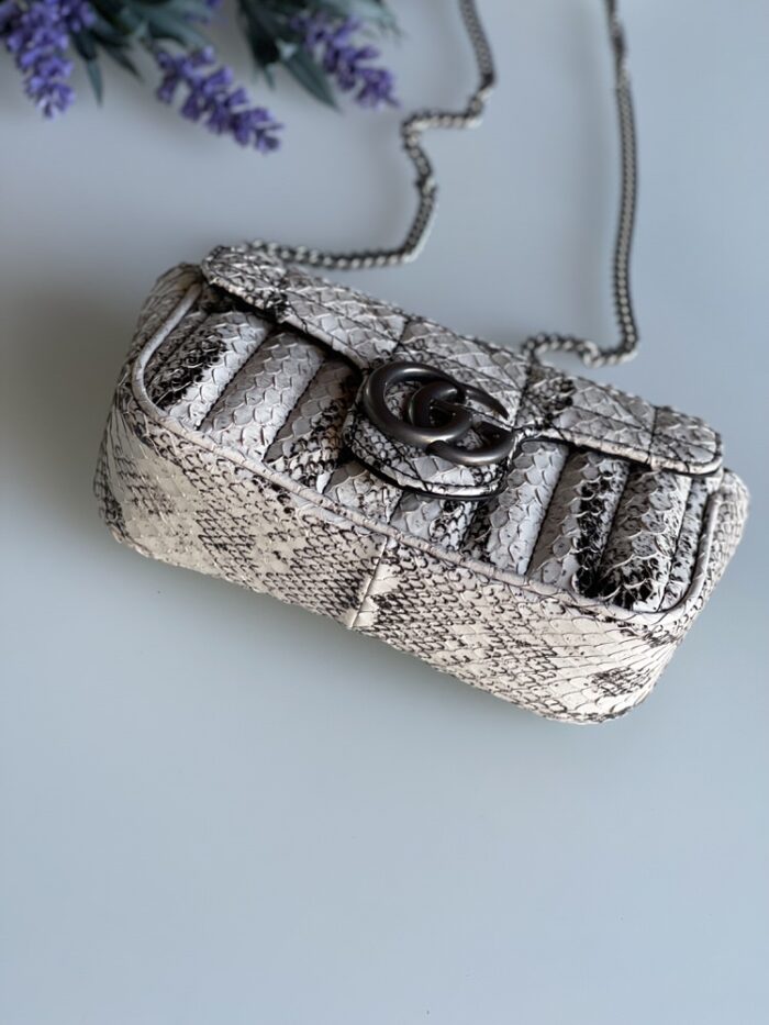 Gucci Gg Marmont Python Super Mini Bag - Image 3