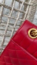 YSL Medium Envelope Leather Chain Shoulder Bag Red - Image 5