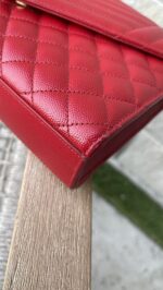 YSL Medium Envelope Leather Chain Shoulder Bag Red - Image 8