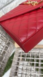 YSL Medium Envelope Leather Chain Shoulder Bag Red - Image 9