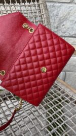 YSL Medium Envelope Leather Chain Shoulder Bag Red - Image 10
