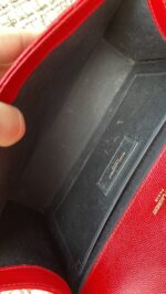 YSL Medium Envelope Leather Chain Shoulder Bag Red - Image 11