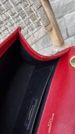 YSL Medium Envelope Leather Chain Shoulder Bag Red - Image 12