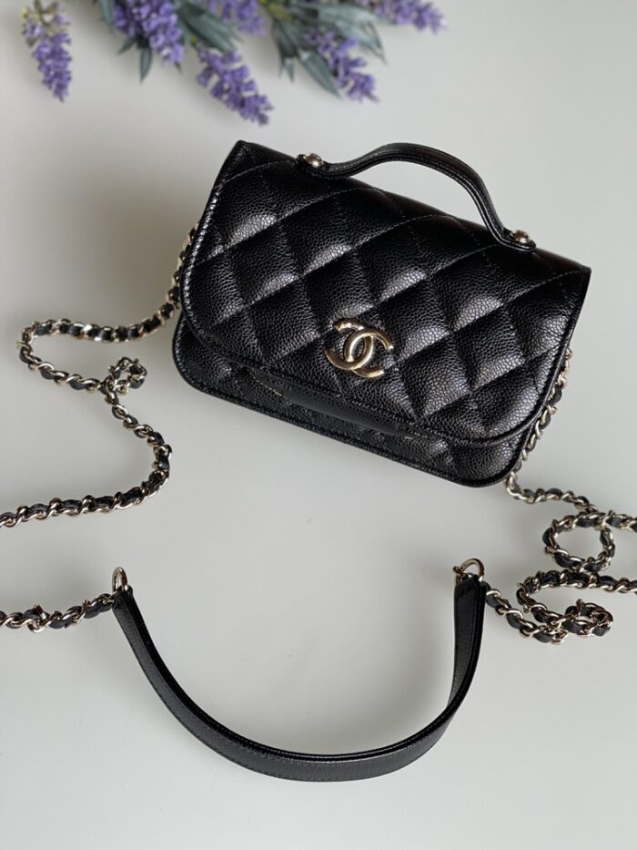 Chanel Caviar Quilted Business Affinity Clutch With Chain Flap Black - Image 1