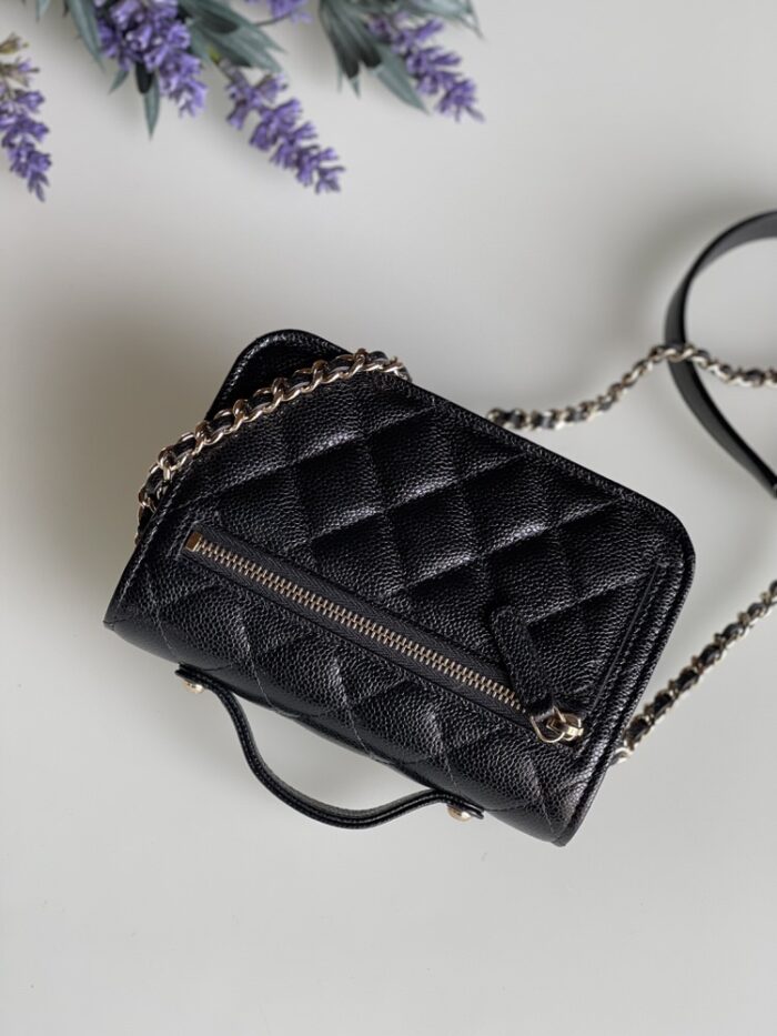 Chanel Caviar Quilted Business Affinity Clutch With Chain Flap Black - Image 8