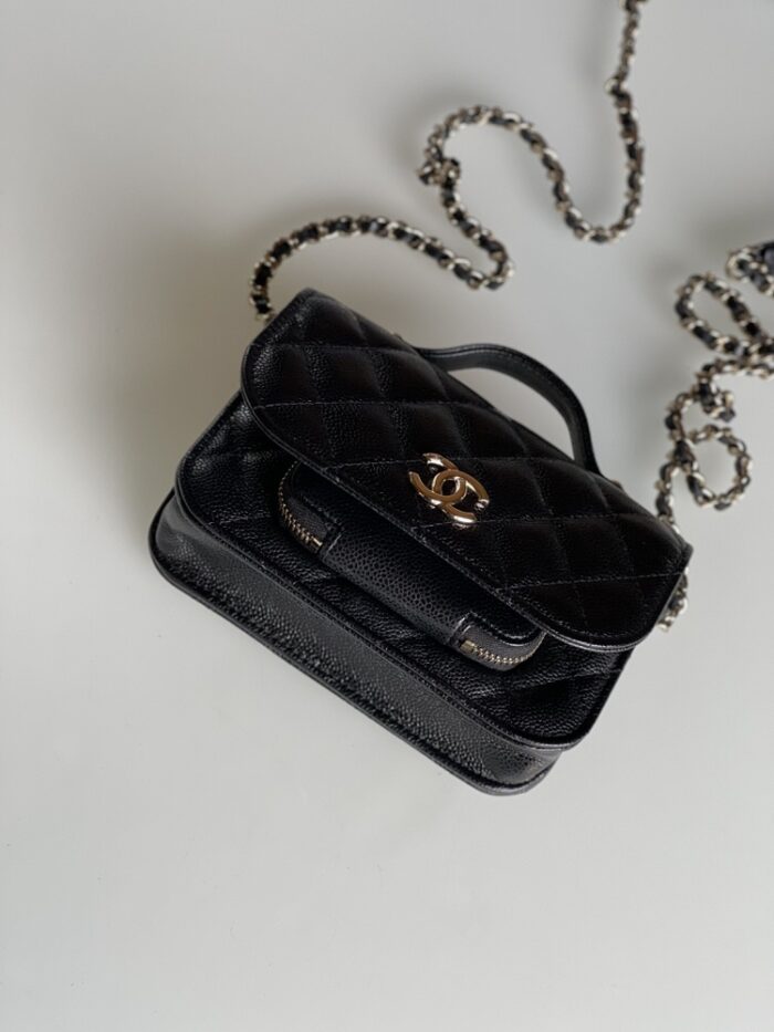 Chanel Caviar Quilted Business Affinity Clutch With Chain Flap Black - Image 9