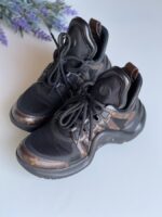 Louis Vuitton Calfskin Patent Monogram LV Archlight Sneakers 37.5 Black - Image 2
