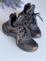 Louis Vuitton Calfskin Patent Monogram LV Archlight Sneakers 37.5 Black