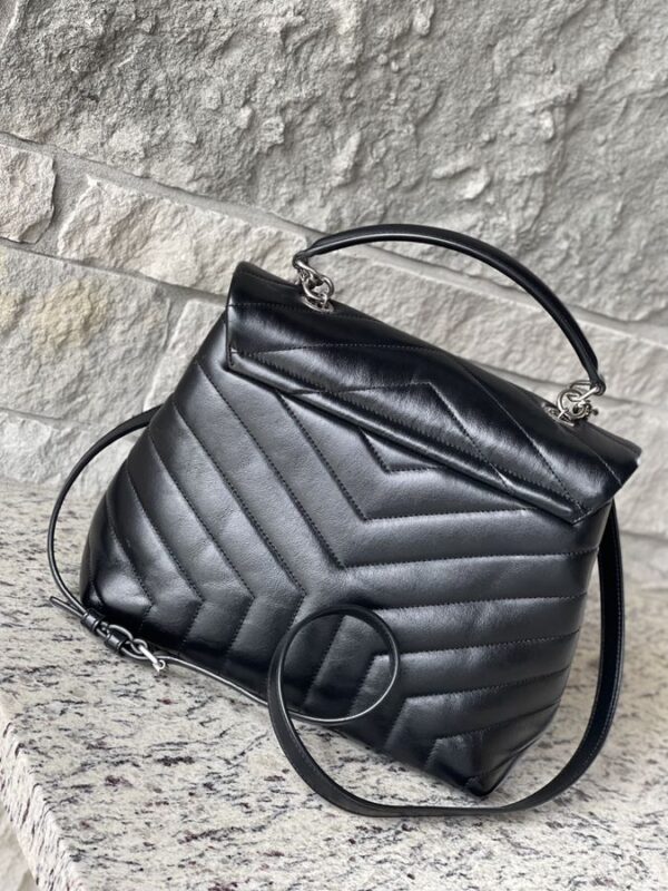 YSL LouLou Small Top Handle Black - Image 4