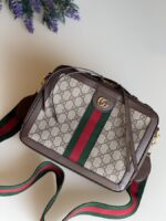 Gucci GG Supreme Monogram Web Small Ophidia Top Handle Shoulder Bag Brown - Image 2