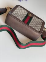 Gucci GG Supreme Monogram Web Small Ophidia Top Handle Shoulder Bag Brown - Image 3