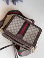 Gucci GG Supreme Monogram Web Small Ophidia Top Handle Shoulder Bag Brown - Image 8