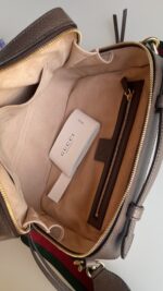 Gucci GG Supreme Monogram Web Small Ophidia Top Handle Shoulder Bag Brown - Image 9