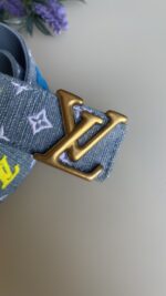 Louis Vuitton Denim 35mm LV New Wave Belt 85 34 - Image 3
