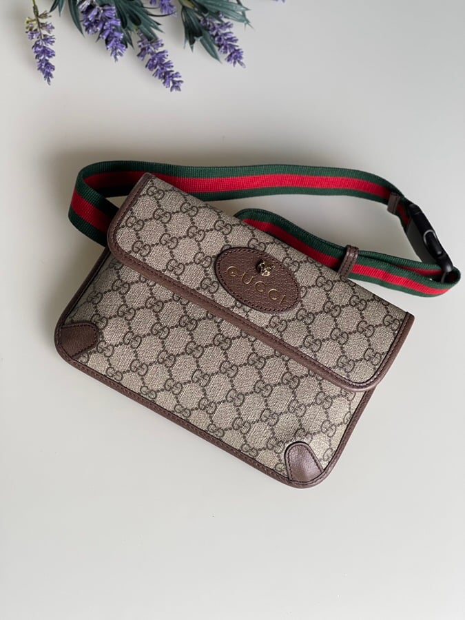 GUCCI GG Supreme Monogram Neo Vintage Web Belt Bag Brown 1259846