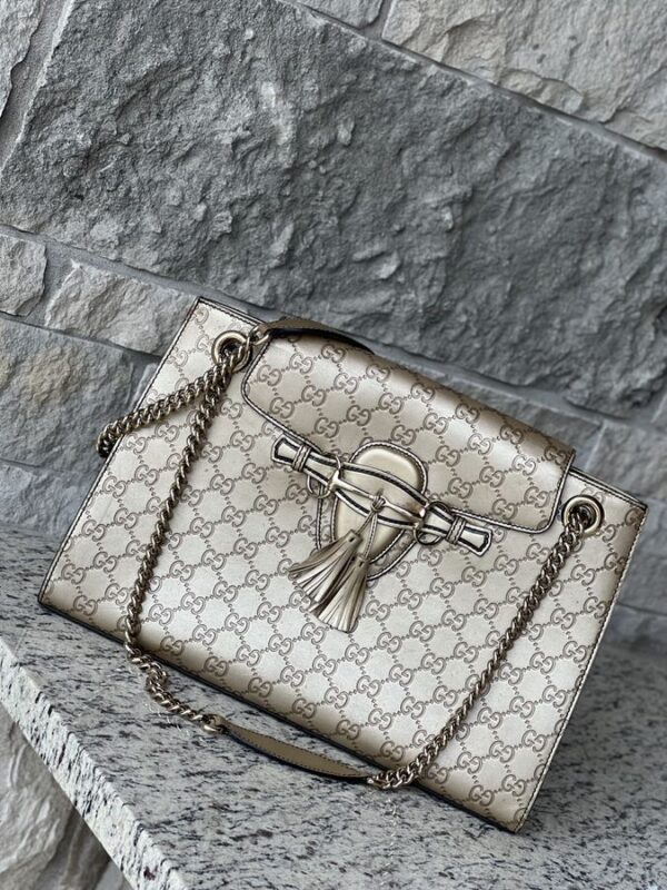 IMG_2719-1 Gucci Shine Guccissima Large Emily Chain Shoulder Bag Gold - Image 1