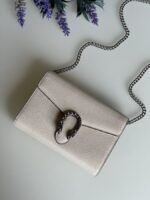 Gucci Dollar Calfskin Mini Dionysus Chain Wallet Mystic White