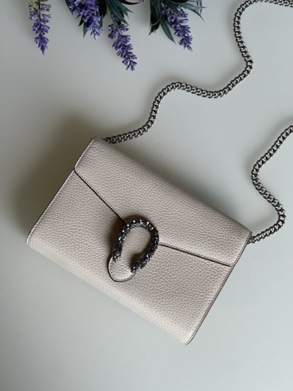 Gucci Dollar Calfskin Mini Dionysus Chain Wallet Mystic White - Image 1