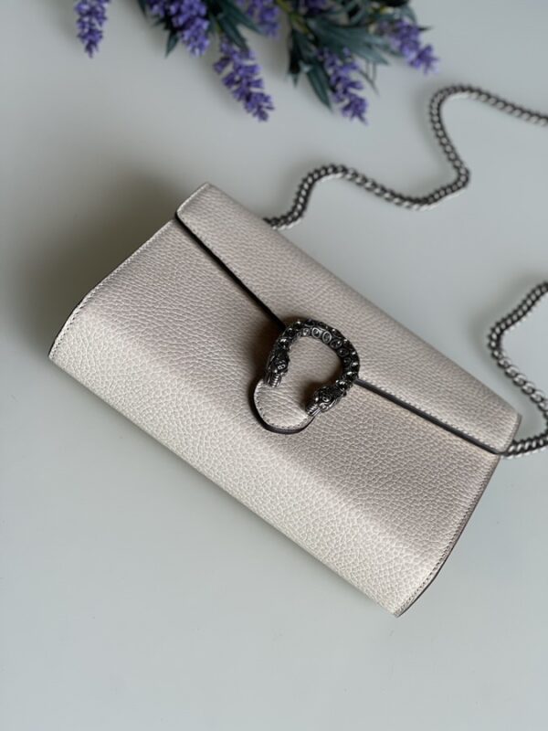 Gucci Dollar Calfskin Mini Dionysus Chain Wallet Mystic White - Image 2