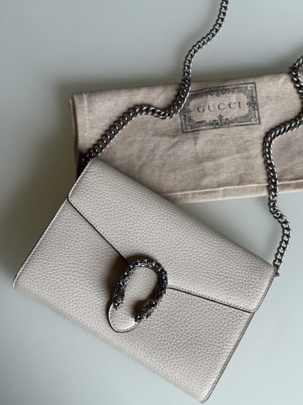Gucci Dollar Calfskin Mini Dionysus Chain Wallet Mystic White - Image 3