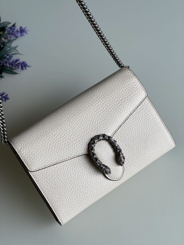 Gucci Dollar Calfskin Mini Dionysus Chain Wallet Mystic White - Image 4