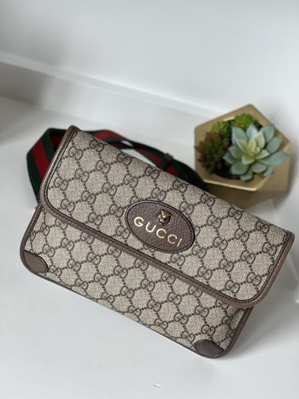 IMG_4848 2-1 Gucci GG Supreme Monogram Neo Vintage Web Belt Bag Brown - Image 1