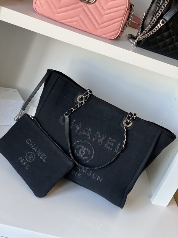 Chanel Canvas Small Deauville Tote Black - Image 1