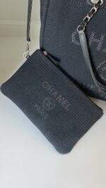 Chanel Canvas Small Deauville Tote Black - Image 3