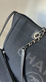 Chanel Canvas Small Deauville Tote Black - Image 4