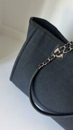 Chanel Canvas Small Deauville Tote Black - Image 10