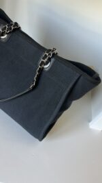 Chanel Canvas Small Deauville Tote Black - Image 11