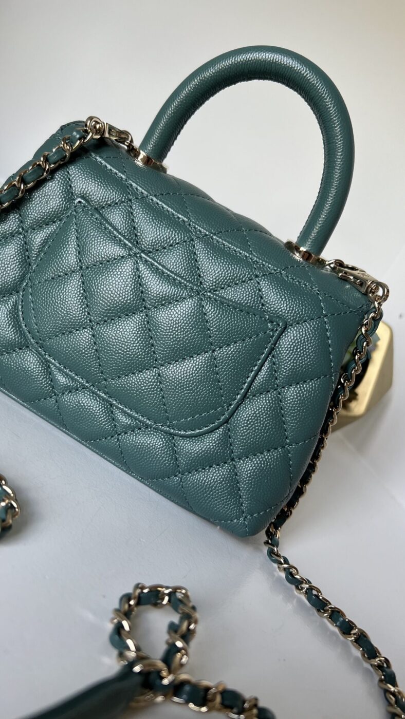 Chanel Caviar Quilted Extra Mini Coco Handle Flap Green - Image 11