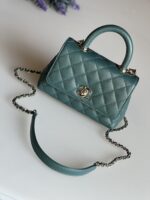 Chanel Caviar Quilted Extra Mini Coco Handle Flap Green