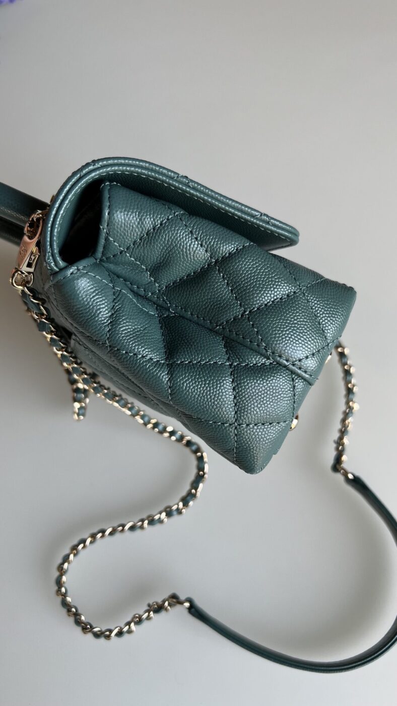 Chanel Caviar Quilted Extra Mini Coco Handle Flap Green - Image 3