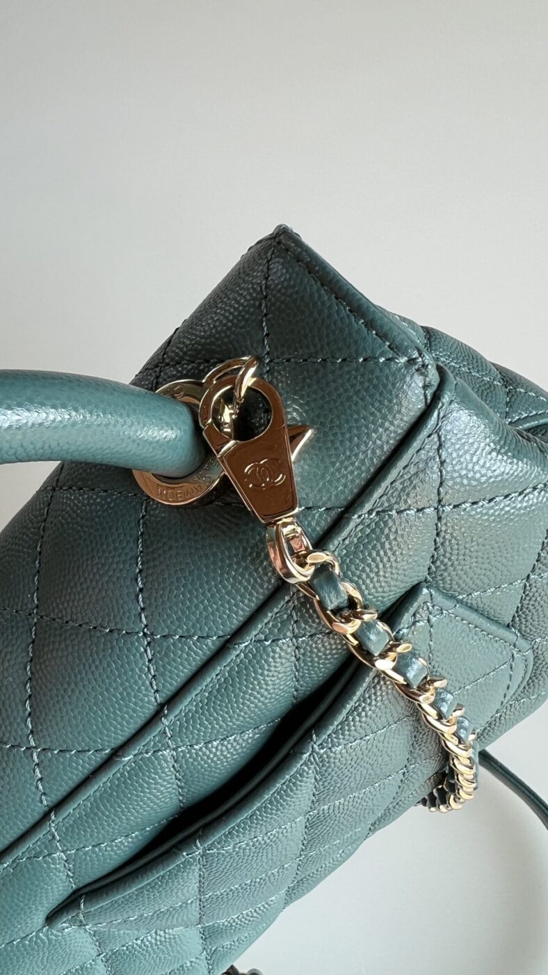 Chanel Caviar Quilted Extra Mini Coco Handle Flap Green - Image 6
