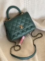 Chanel Caviar Quilted Extra Mini Coco Handle Flap Green - Image 9