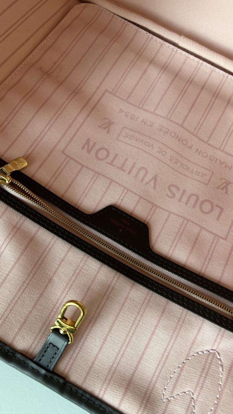 Louis Vuitton Neverfull MM Damier Ebene Rose Ballerine - Image 9