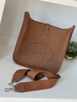 Hermes Evelyne PM Brown Gold Silver Hardware